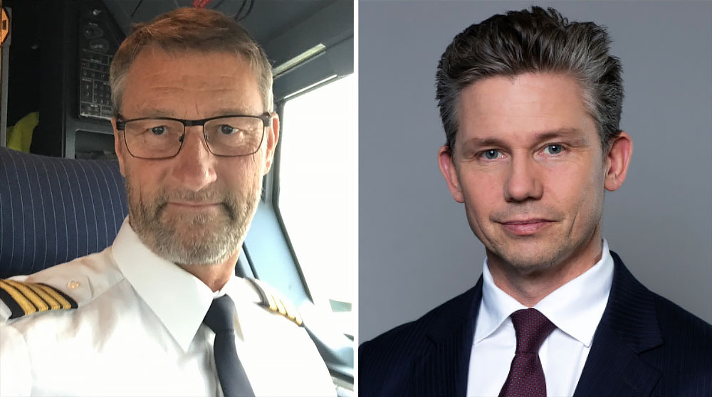 Ulf Gabrielsson, f.d. stridspilot och flygkapten, och Pål Jonson, Sveriges försvarsminister.